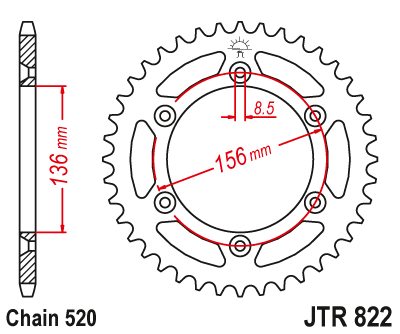 JT Звезда цепного привода JTR822.43