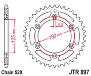 JT Звезда цепного привода JTR897.47