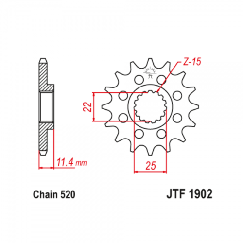 JT Звезда цепного привода JTF1902.15RB