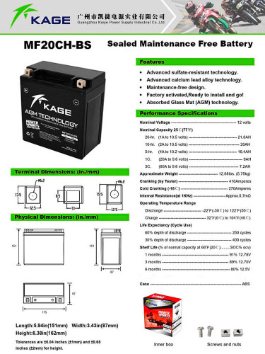 KAGE Аккумулятор YTX20CH-BS