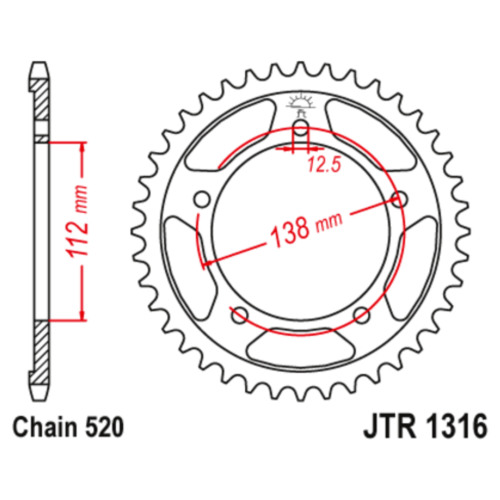 JT Звезда цепного привода JTR1316.43