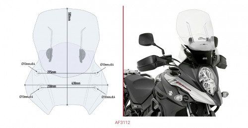 GIVI Стекло ветровое Suzuki DL 650 V-Strom (некомплект, нет второй части(верха)
