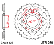 JT Звезда цепного привода JTR269.47