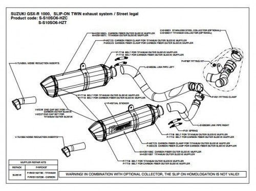 AKRAPOVIC SU GSX-R 1000 Комплект глушителей титан 