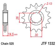 JT Звезда цепного привода JTF1332.16
