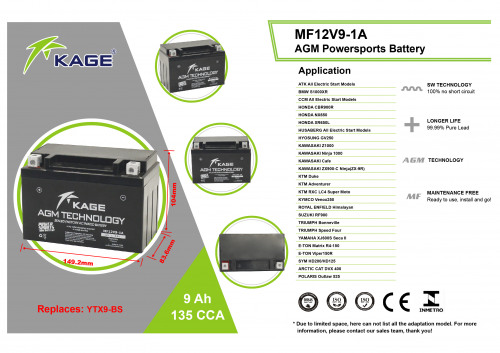 KAGE Аккумулятор YTX9-BS