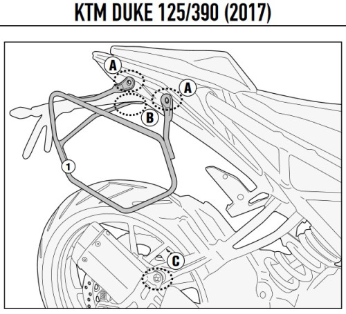 GIVI Крепеж боковых сумок EASYLOCK KTM Duke 125/200/250/390 (17-