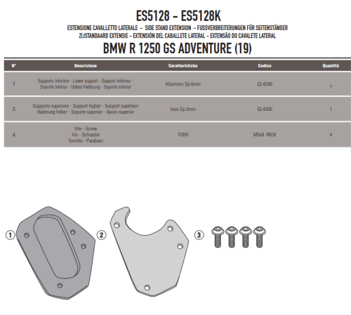 GIVI Расширитель подножки BMW R1250GS Adventure (19 > 24)