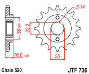 JT Звезда цепного привода JTF736.15