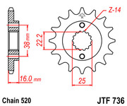 JT Звезда цепного привода JTF736.15