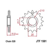 JT Звезда цепного привода JTF1581.15