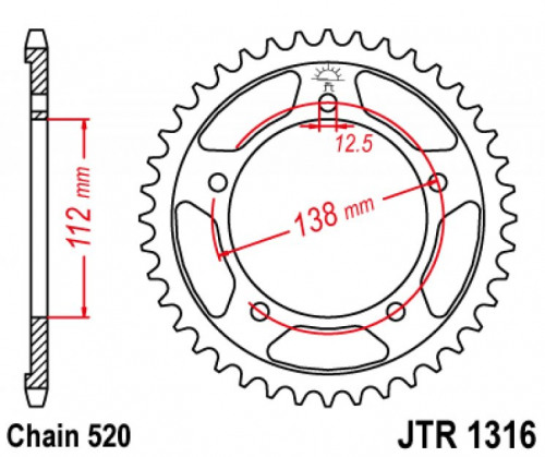 JT Звезда цепного привода JTR1316.41