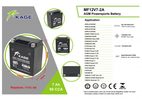KAGE Аккумулятор YTX7L-BS, YTZ8V