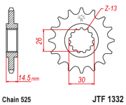 JT Звезда цепного привода JTF1332.16RB