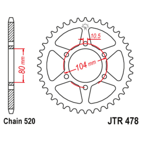 JT Звезда цепного привода JTR478.46ZBK