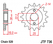 JT Звезда цепного привода JTF736.16