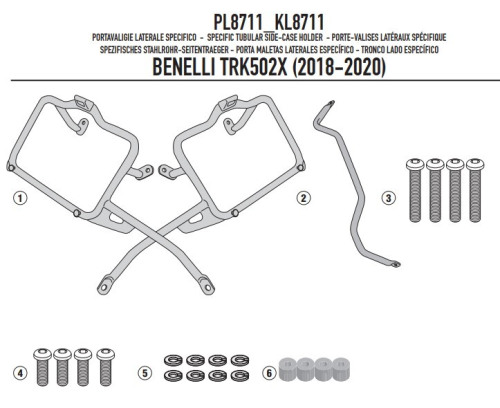 GIVI Крепление боковых кофров BENELLI TRK502 X (18 > 24)