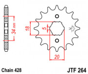 JT Звезда цепного привода JTF264.14