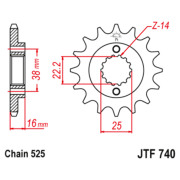 JT Звезда цепного привода JTF740.14