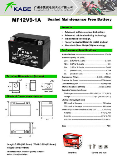 KAGE Аккумулятор YTX9-BS