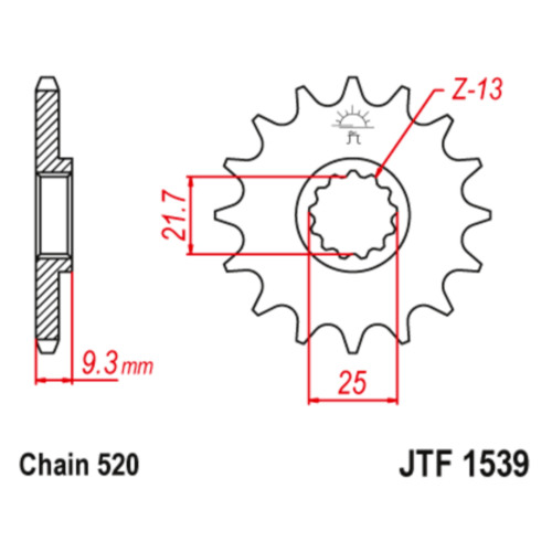 JT Звезда цепного привода JTF1539.14RB
