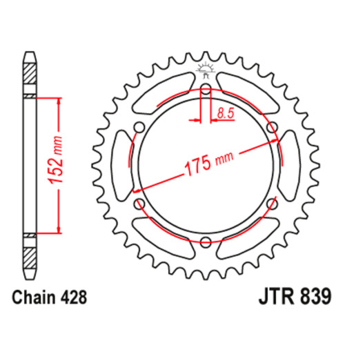 JT Звезда цепного привода JTR839.51