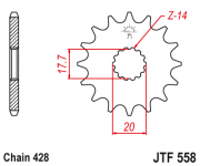 JT Звезда цепного привода JTF558.16