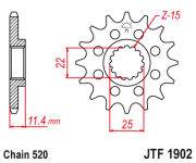 JT Звезда цепного привода JTF1902.16