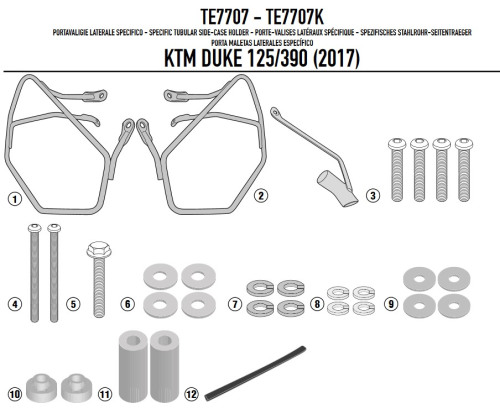 GIVI Крепеж боковых сумок EASYLOCK KTM Duke 125/200/250/390 (17-
