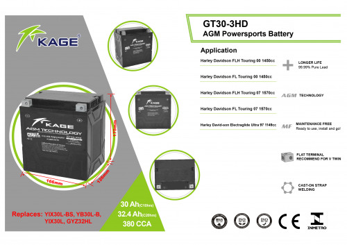 KAGE Аккумулятор YIX30L-BS, YB30L-B, YIX30L, GYZ32HL