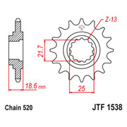JT Звезда цепного привода JTF1538.15RB