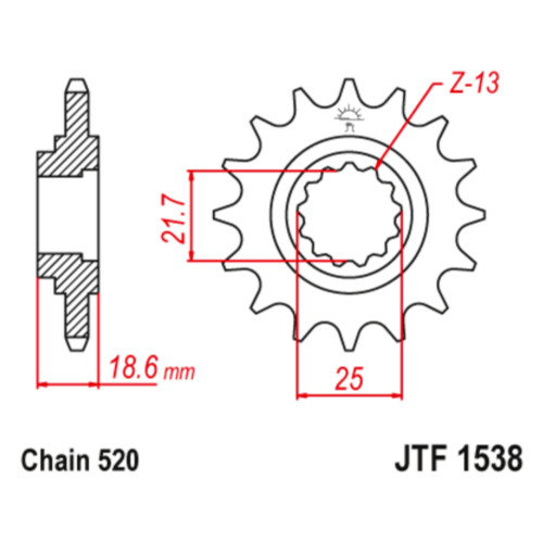 JT Звезда цепного привода JTF1538.15RB