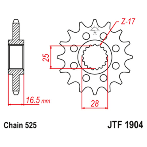 JT Звезда цепного привода JTF1904.17