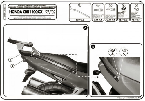 GIVI Крепеж центрального кофра Honda CBR1100XX (97-09)