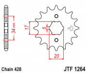 JT Звезда цепного привода JTF1264.14