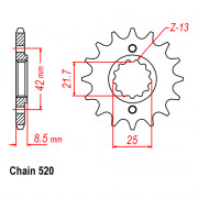 MTX Звезда цепного привода аналог JTF516.14