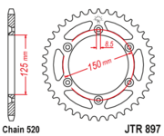 JT Звезда цепного привода JTR897.42ZBK