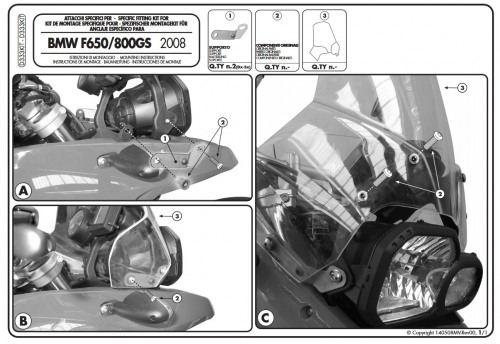 GIVI Крепеж ветрового стекла 333DT BMW F650GS/F800GS (08-17)