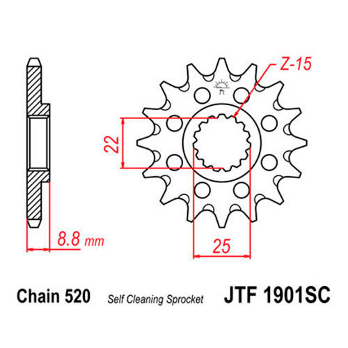 JT Звезда цепного привода JTF1901.14SC