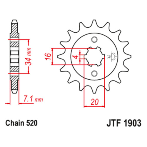 JT Звезда цепного привода JTF1903.15