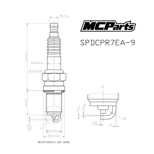 MCP Свеча зажигания аналог DCPR7EA-9