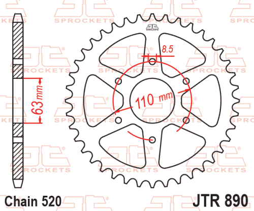 JT Звезда цепного привода JTR890.44ZBK