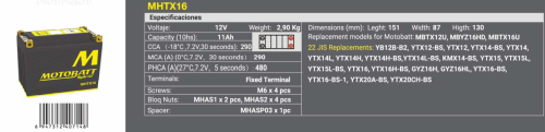 MOTOBATT Аккумулятор YTX16-BS