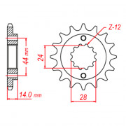 MTX Звезда цепного привода аналог JTF314.16RB
