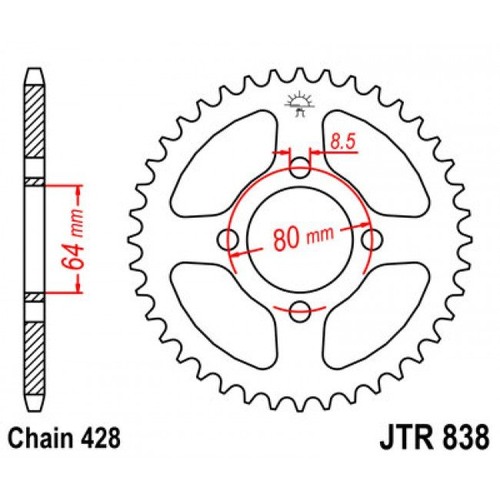JT Звезда цепного привода JTR838.49