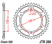 JT Звезда цепного привода JTR260.40