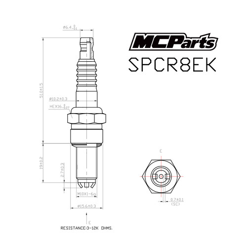 MCP Свеча зажигания аналог CR8EK 