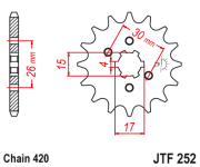 JT Звезда цепного привода JTF252.17