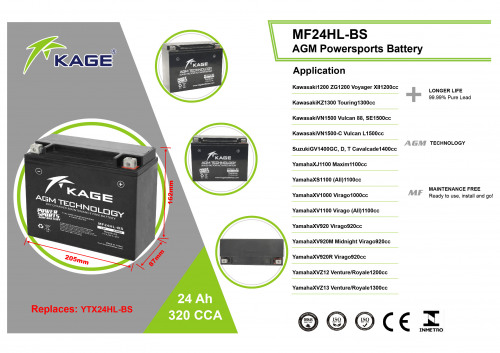 KAGE Аккумулятор YTX24HL-BS