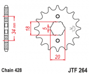 JT Звезда цепного привода JTF264.16